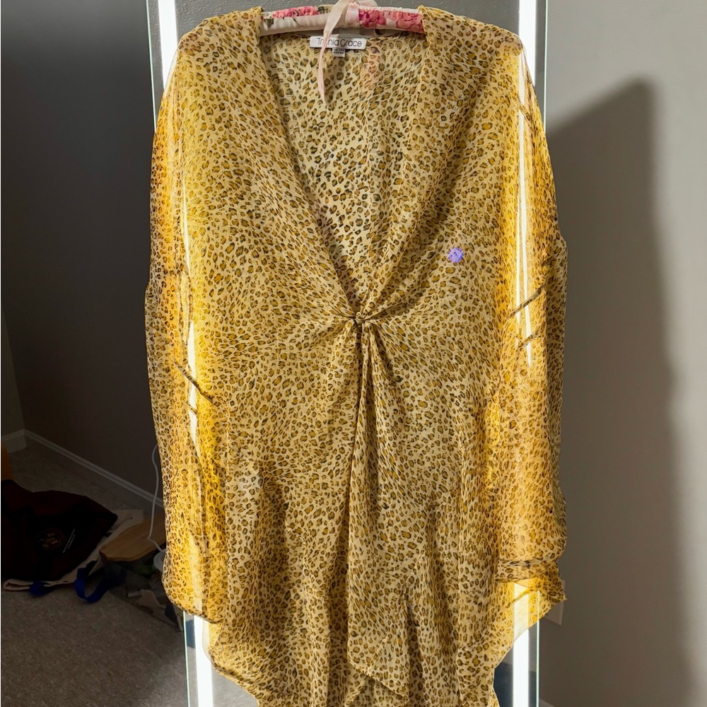 Leopard Print Sheer kimono, wrap, or coverup - Picture 5 of 7